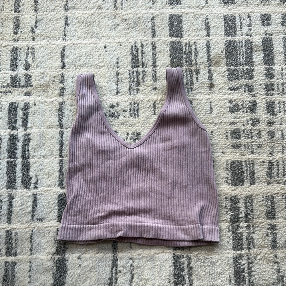 Purple Ribbed Knit Tank Top